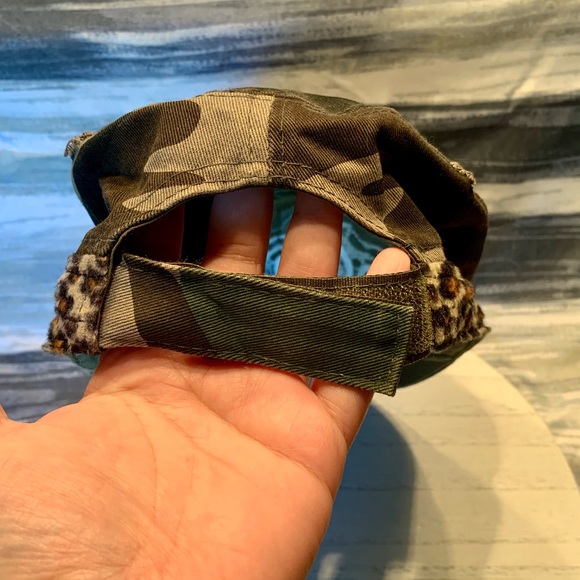 Distressed Military Cap Camo/Cheetah Paw Print - Picture 5 of 5